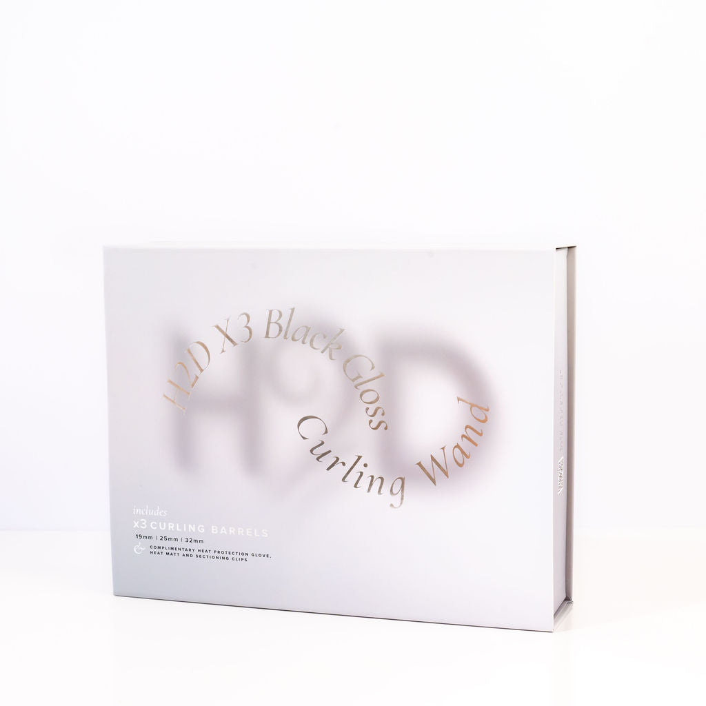 Complete H2D curling wand gift set packaging