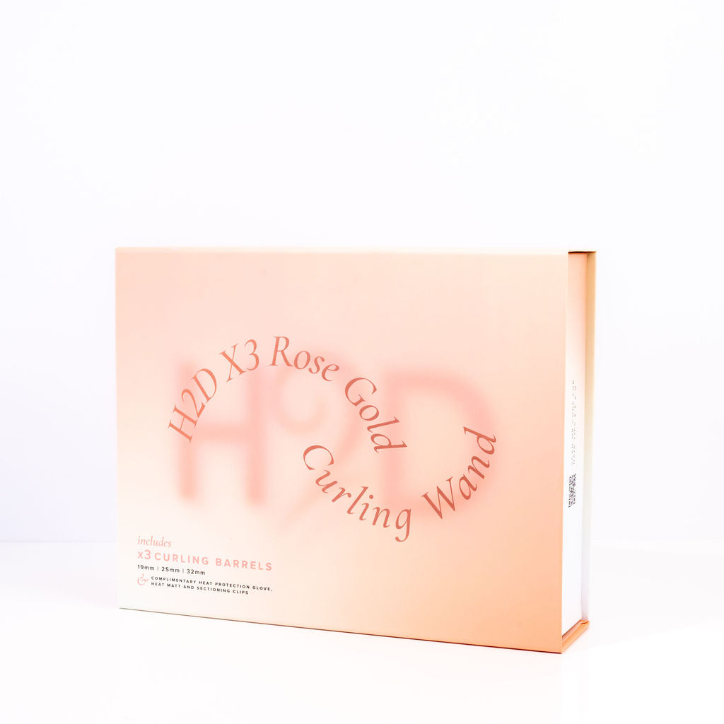 Complete H2D curling wand gift set packaging