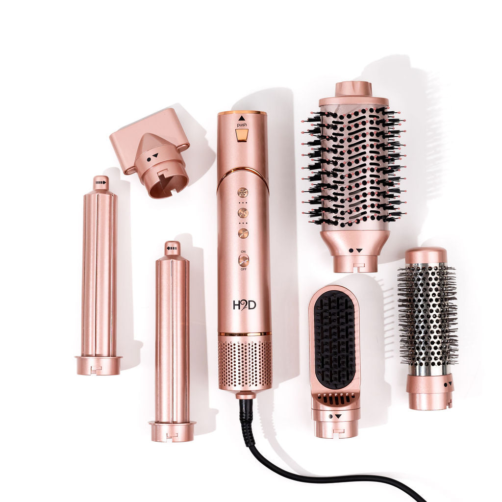 H2D Ultra Styler 6-in-1 professional hair styling tool with magnetic attachments