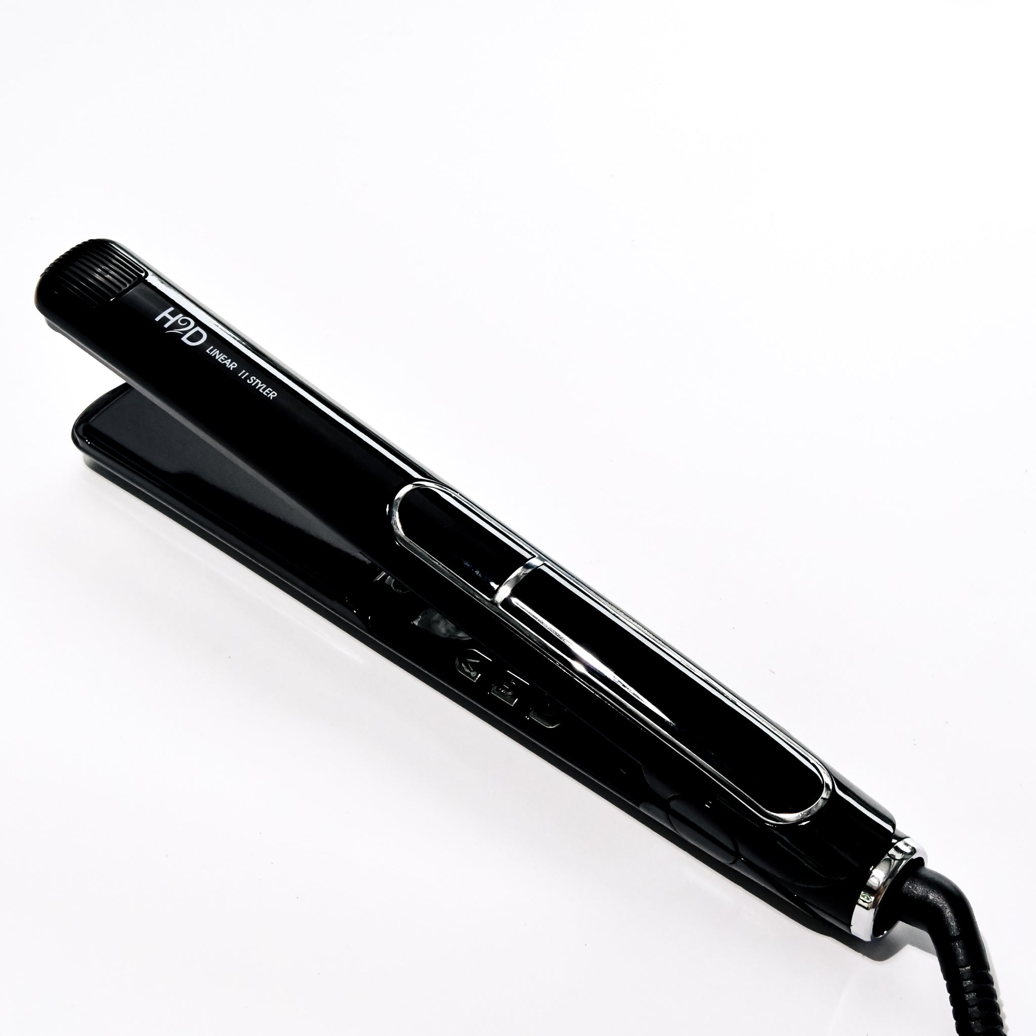 H2D Glossy Black Linear II professional hair straightener with ceramic plates