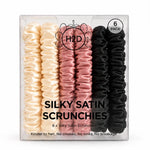 H2D Silky Satin Scrunchies 6 pack in cream, dusty pink and black