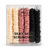 H2D Silky Satin Scrunchies 6 pack in cream, dusty pink and black