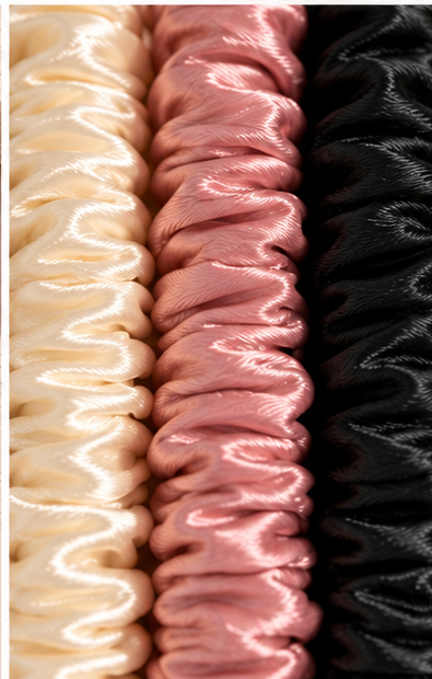 Close-up of satin scrunchie fabric